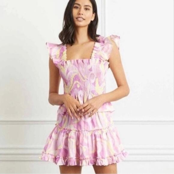 Hill House The Paz Skirt Candy Kaleidoscope Pink 100% Linen Small NWT - Picture 3 of 7